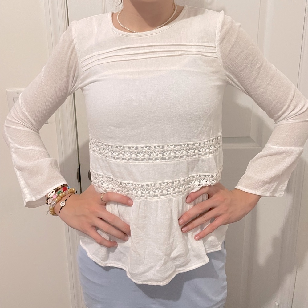 Abercrombie Kids White Long Sleeve Top